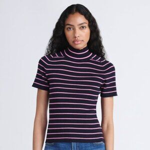 Free Assembly | Mock Neck Sweater, Tickled Pink Stripe